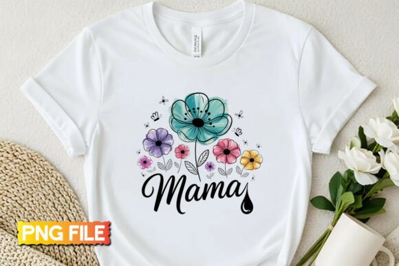 Boho Floral Mama T-shirt Design PNG
