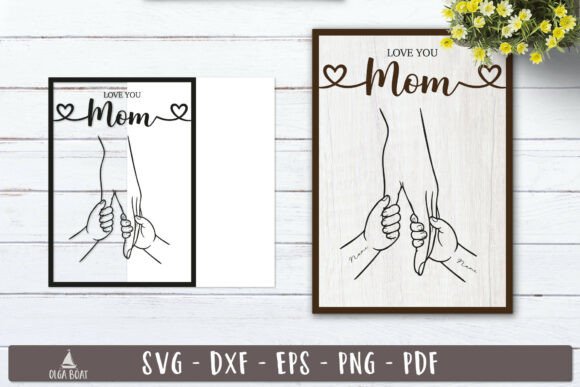 Love You Mom Kids Hands SVG