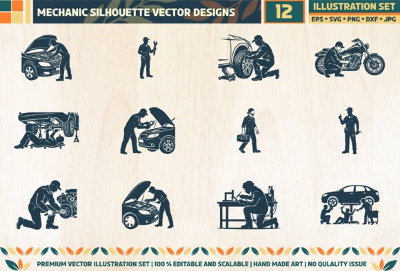 Mechanic Silhouette Vector SVG Craft Pac