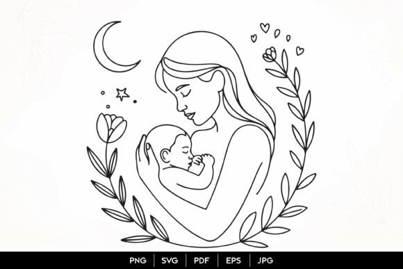 Mother and Baby Love SVG Art