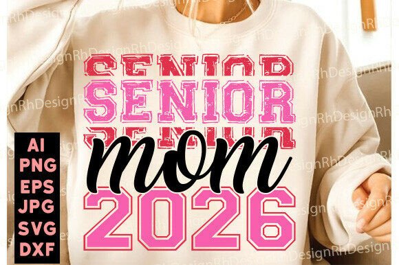 Senior Mom 2026 Coquette Bow PNG SVG