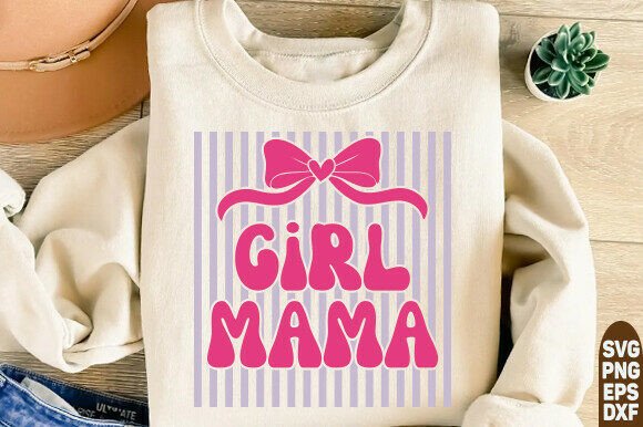 Striped Girl Mama SVG, Trendy Mom Sublim